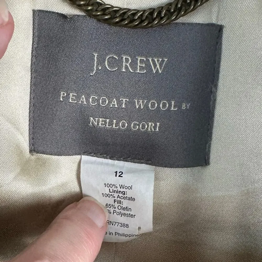 J. Crew women's classic double-breasted pea coat in a camel/tan wool Size 12
